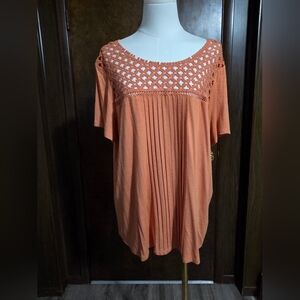Daniel Rainn Orange Cabrina Lace Neck Knit Top